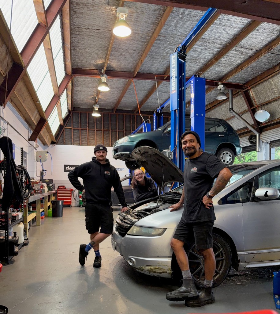 Claudio, Alecia and the team in the Auto Centre Johnsonville workshop